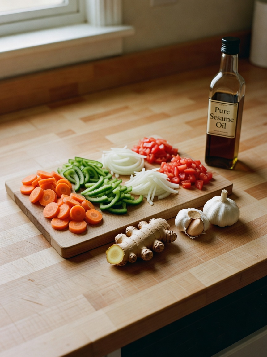 slow sunday cooking session with all my favorite ingredients lined up. making my
