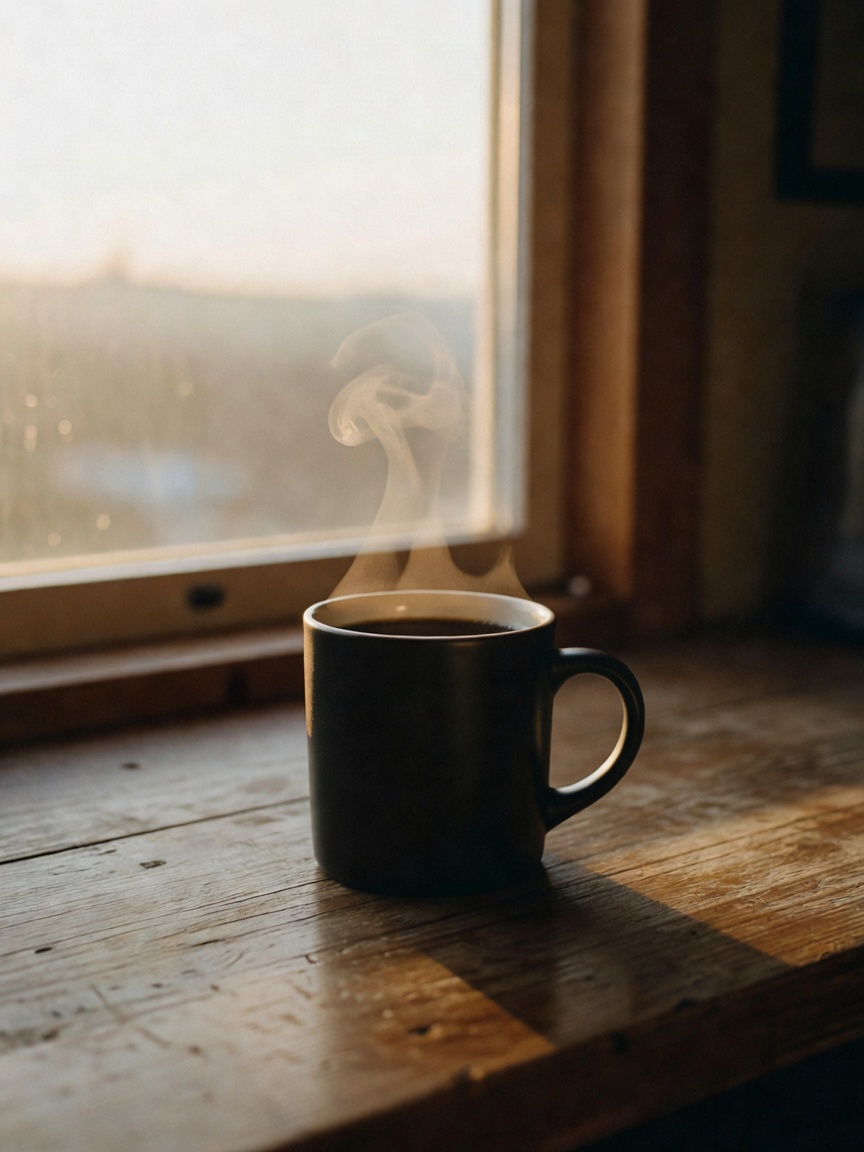 quiet morning reset. good coffee, decent breakfast and the sun finally showing u