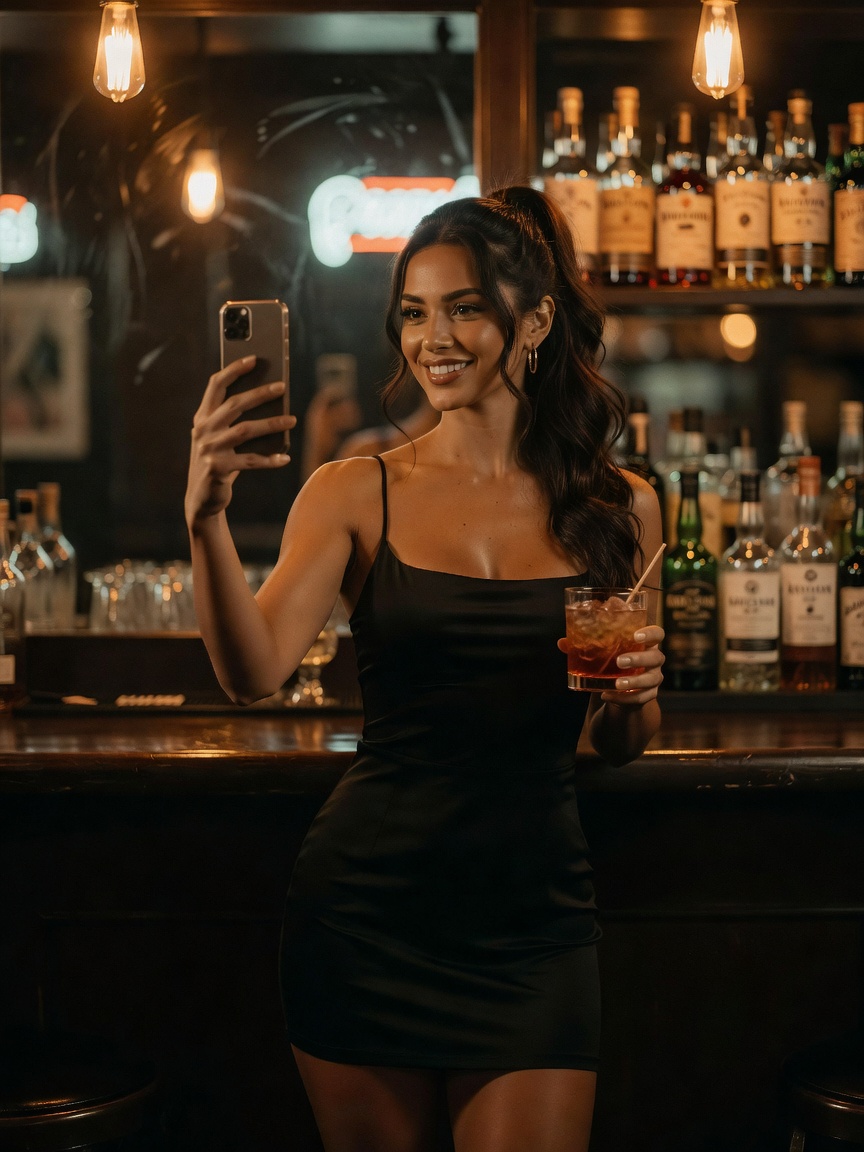 sipping something strong and feeling myself in this little number 🍸 who else loves a night that rem