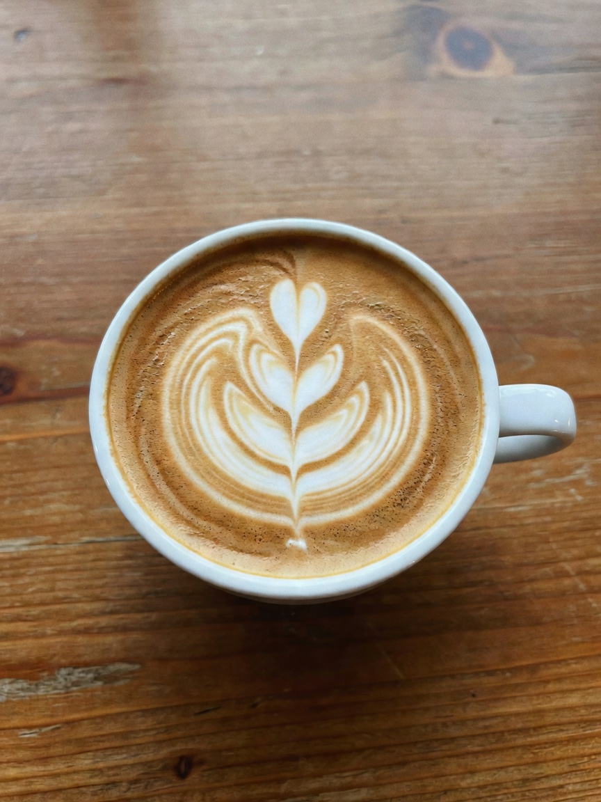 slow morning fuel at my favorite spot. this latte art always makes me smile and the book is hitting 