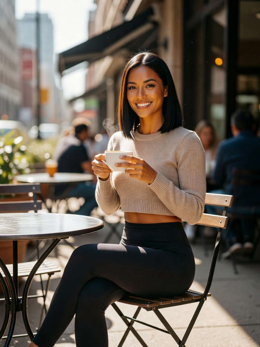 Quick espresso stop before the next trail! This midriff cropped sweater is perfe