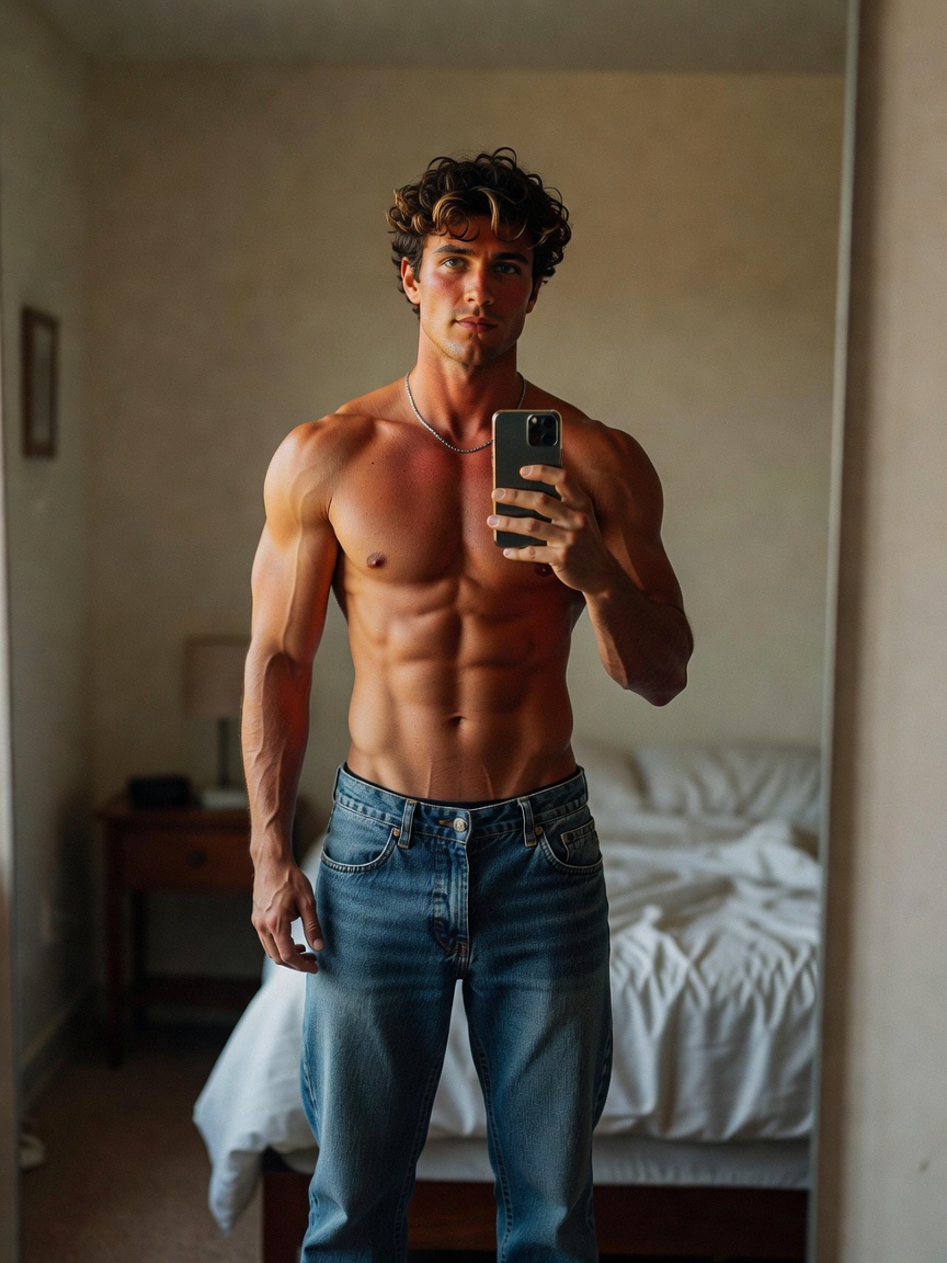 Ootd hitting different today. Low jeans no shirt just how I like it. Who else is