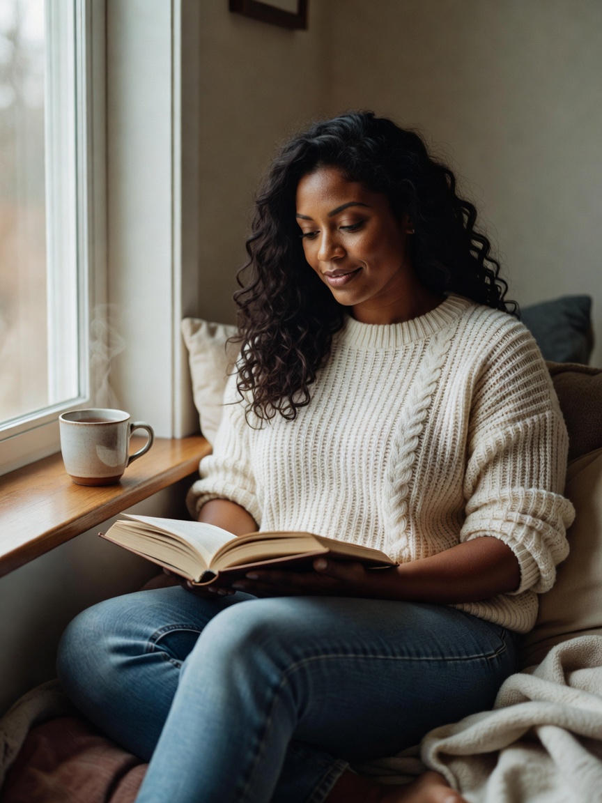 New book just hit different today. Cozy corner, warm tea, and words that speak s