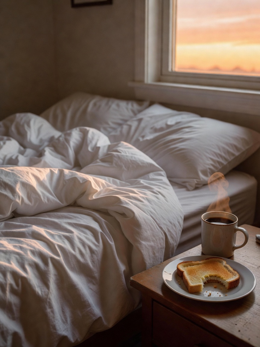 sunrise coffee and avocado toast in my fave pajamas. feeling that sunday morning