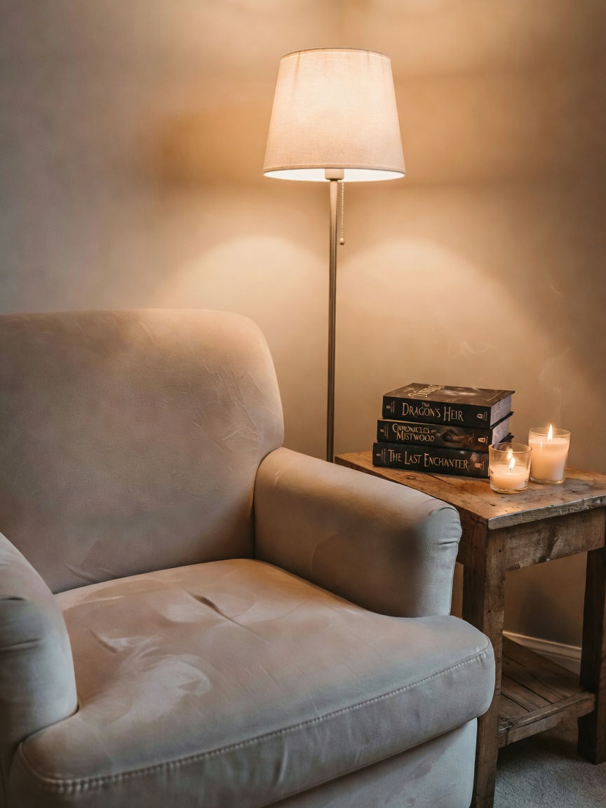 finally finished arranging this little reading nook and it feels like a warm hug
