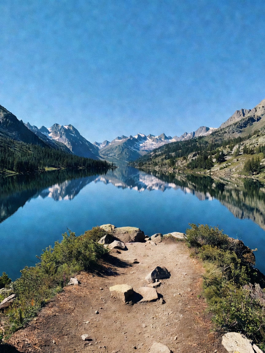 hiked up early and the lake reflection made me forget my sketchbook for a second