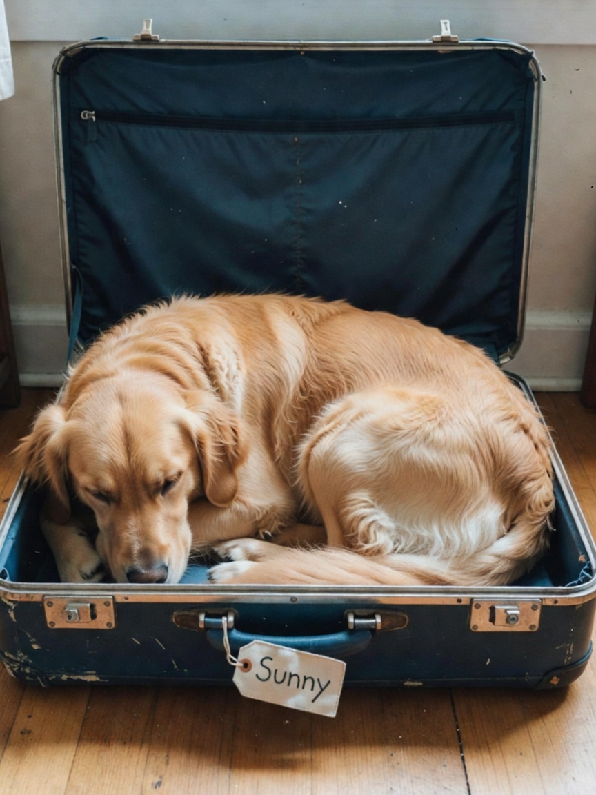 caught sunny napping in my suitcase again. this dog has zero respect for packing schedules but those