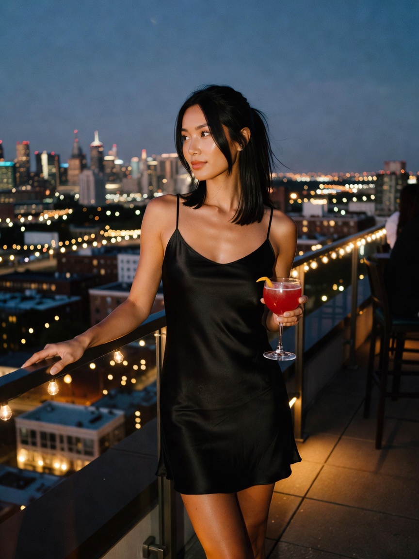 city lights and a cool drink after a long day of yoga and reflection feels right