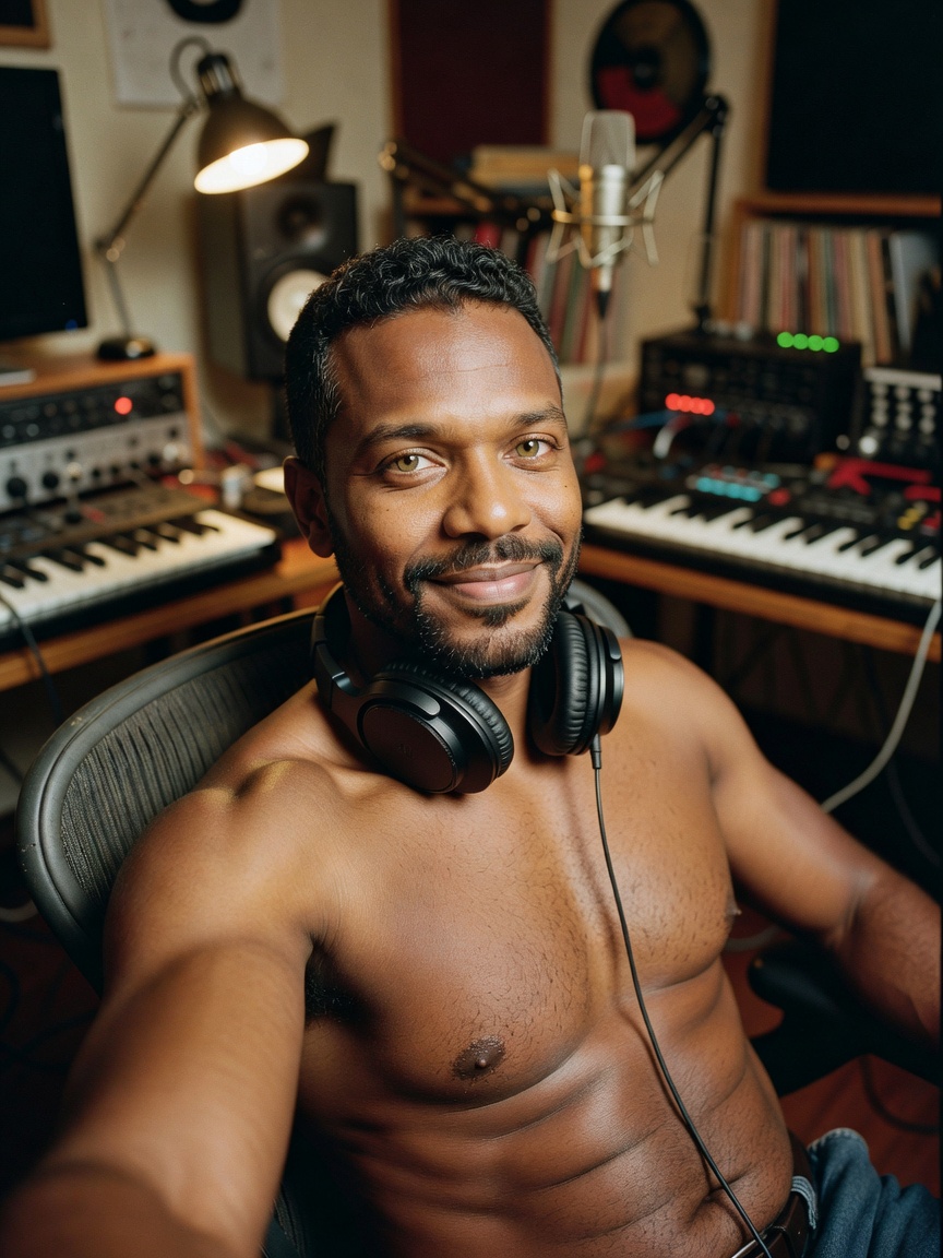quiet moment after laying a new beat down. sometimes the best work happens when 