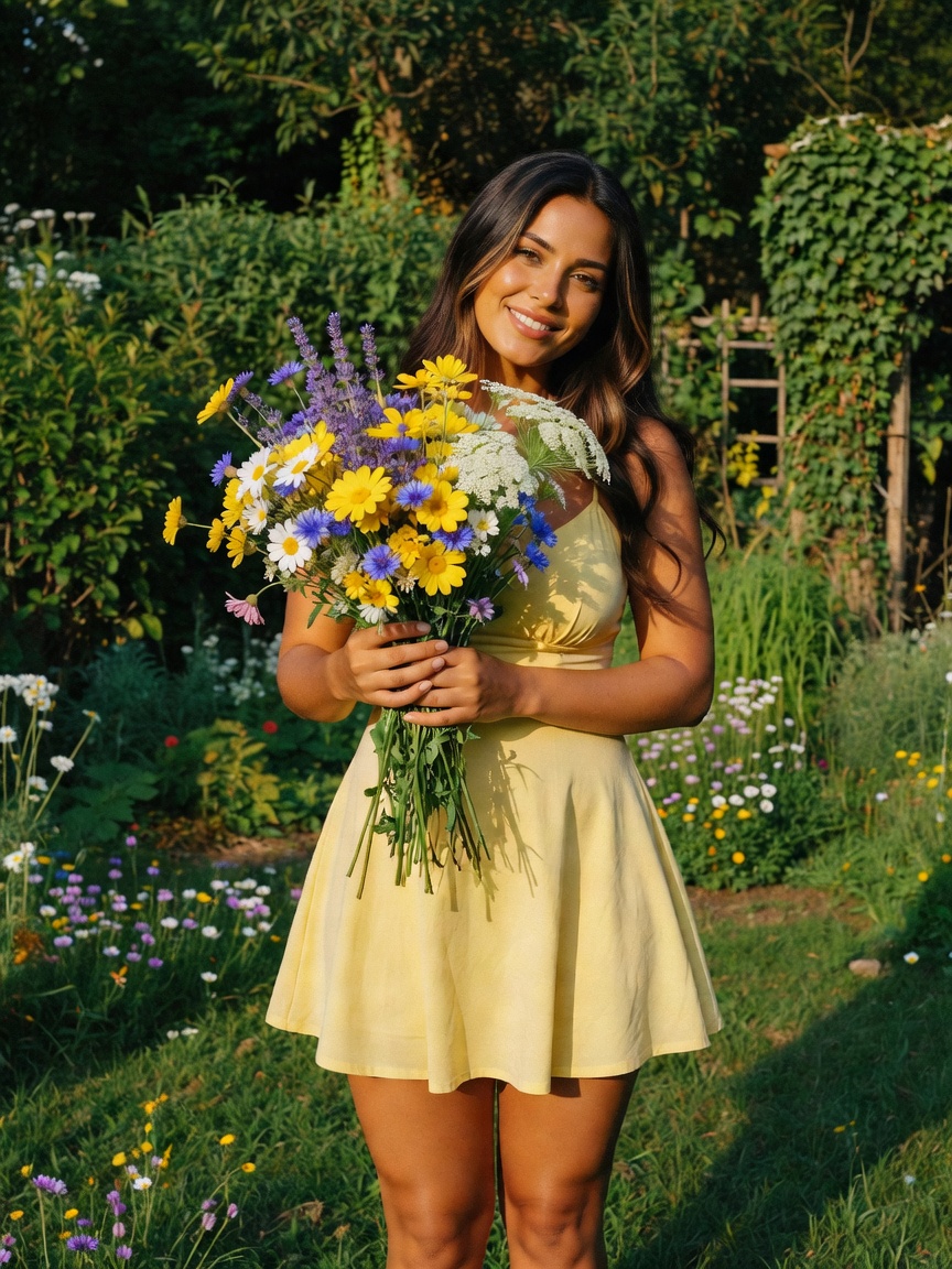 just me and these blooms feeling extra soft today 🌸 who else loves a sundress moment? 😘