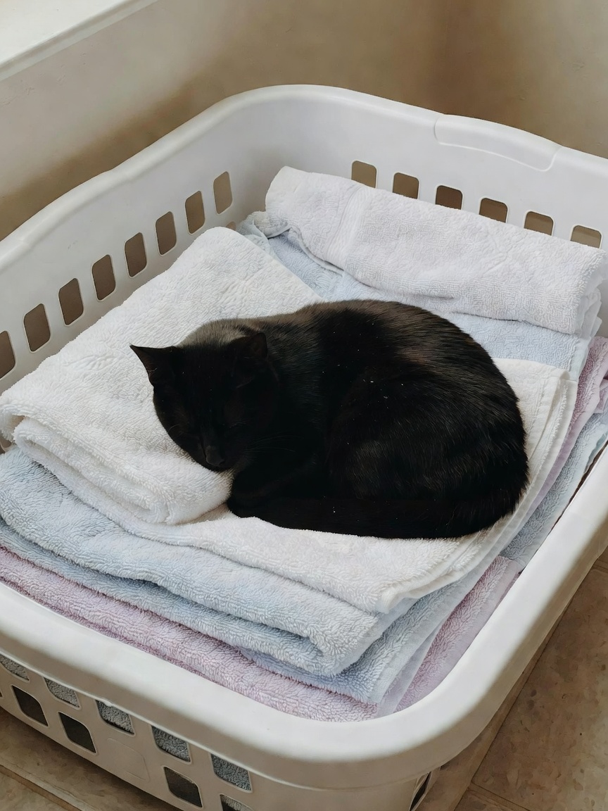 luna decided the laundry basket was her new throne today. zero respect for clean