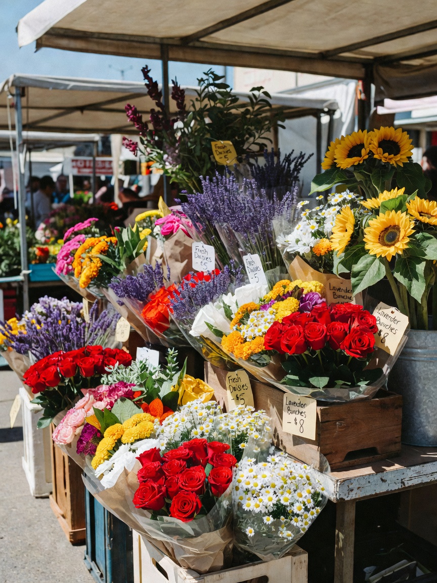 sunday morning reset at the market. fresh flowers for the kitchen flowers for the soul and enough ve