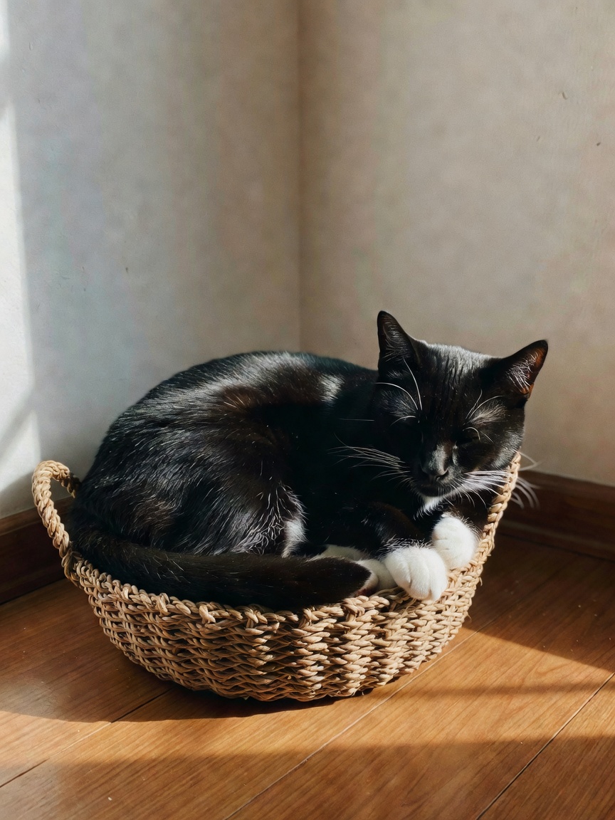 caught coco living her best life again. first the laundry basket now the windows