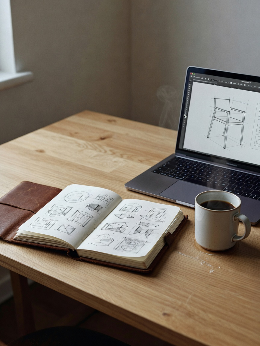 monday from the desk. new project loaded, favorite mug in hand, and the quiet fo