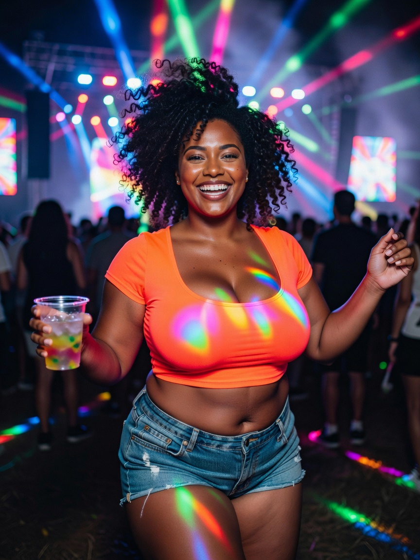 this fitted crop top is doing the most under these neon lights and the beat is h