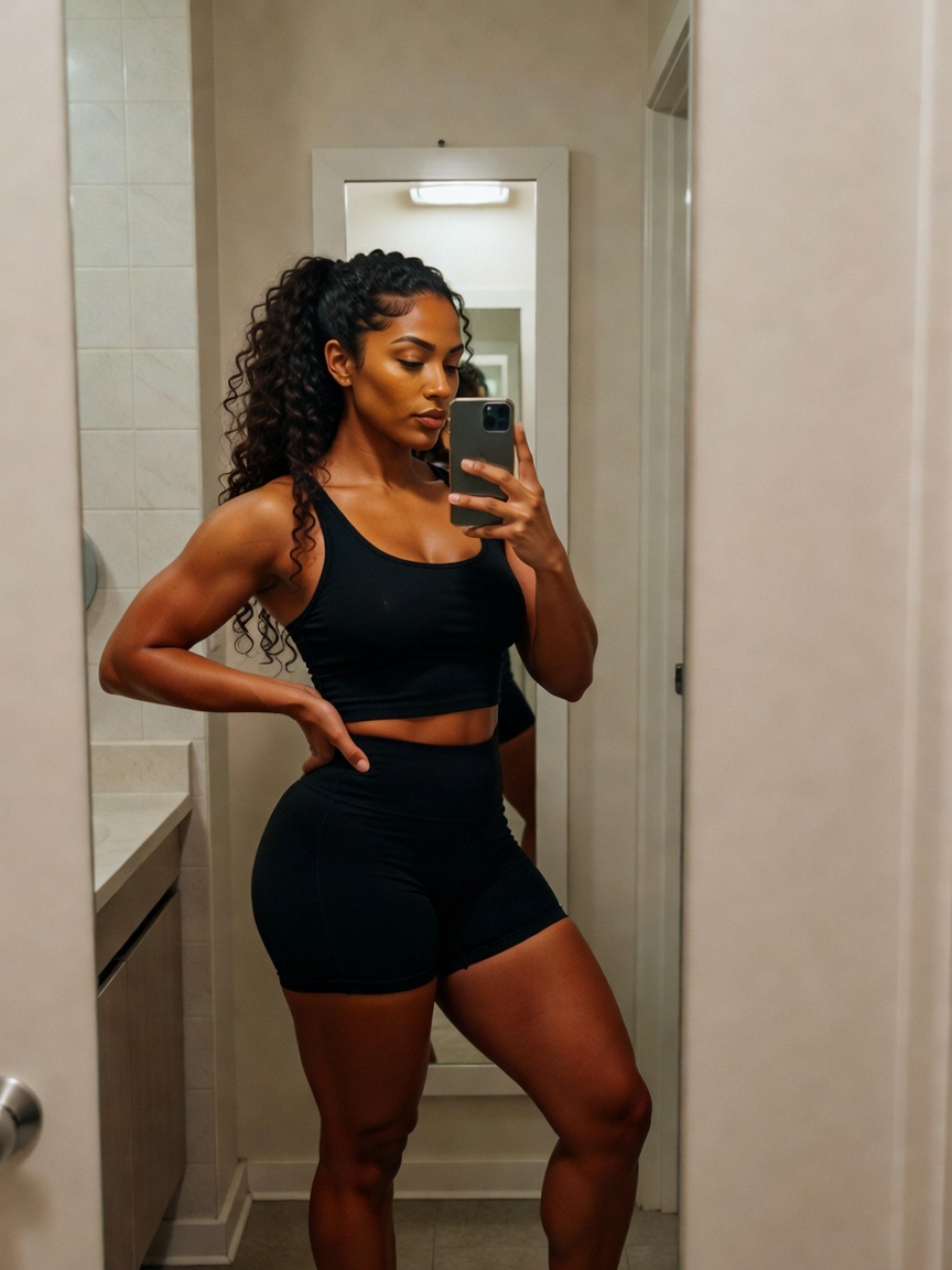 Quick mirror check before I run errands. This set is so comfy I might just live in it. Feeling stron