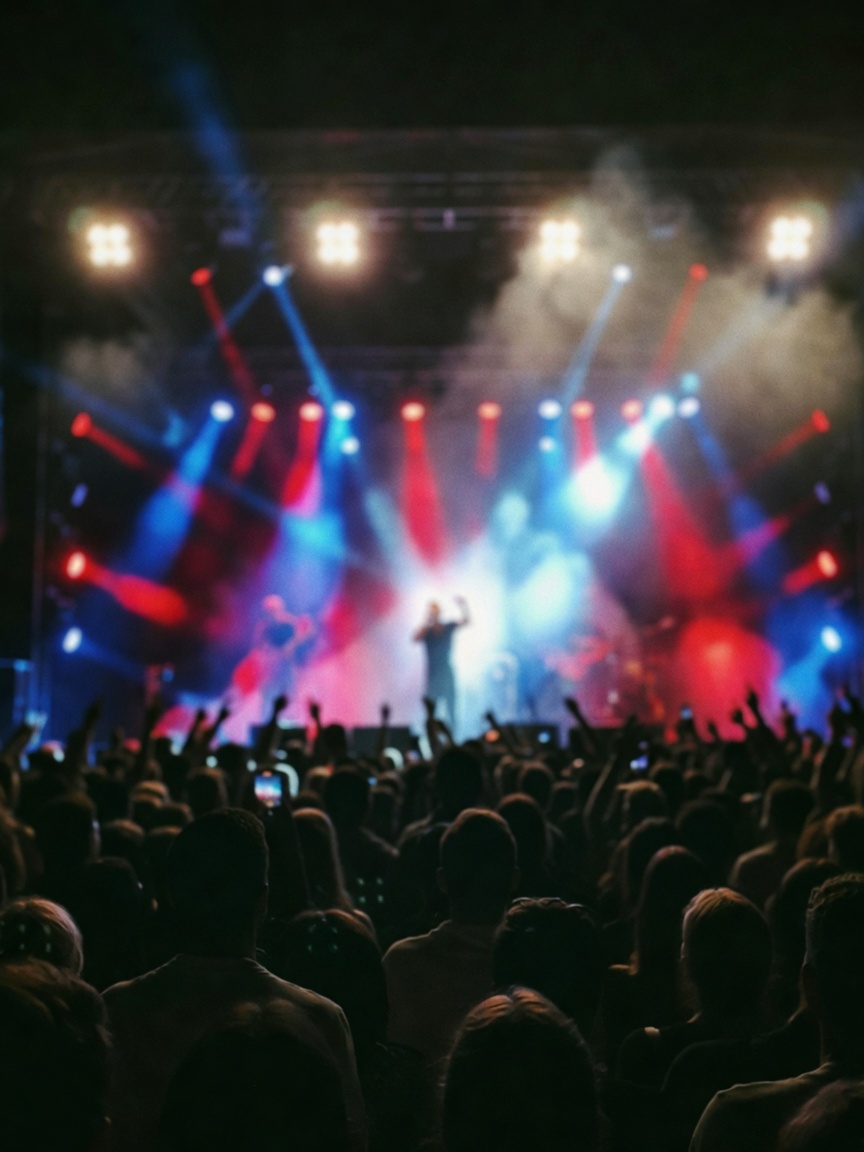 Lost in the music under these stage lights. The energy from the crowd and the be