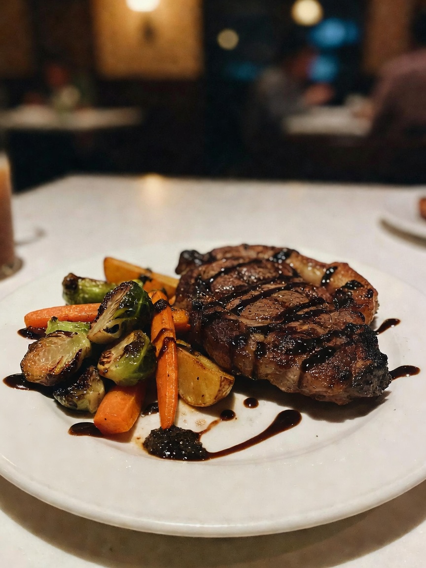 date night done right. that steak was cooked perfect and this tiramisu might be 