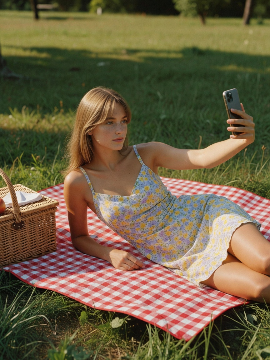 park picnic pit stop after a long bike ride. this sundress is doing the most and