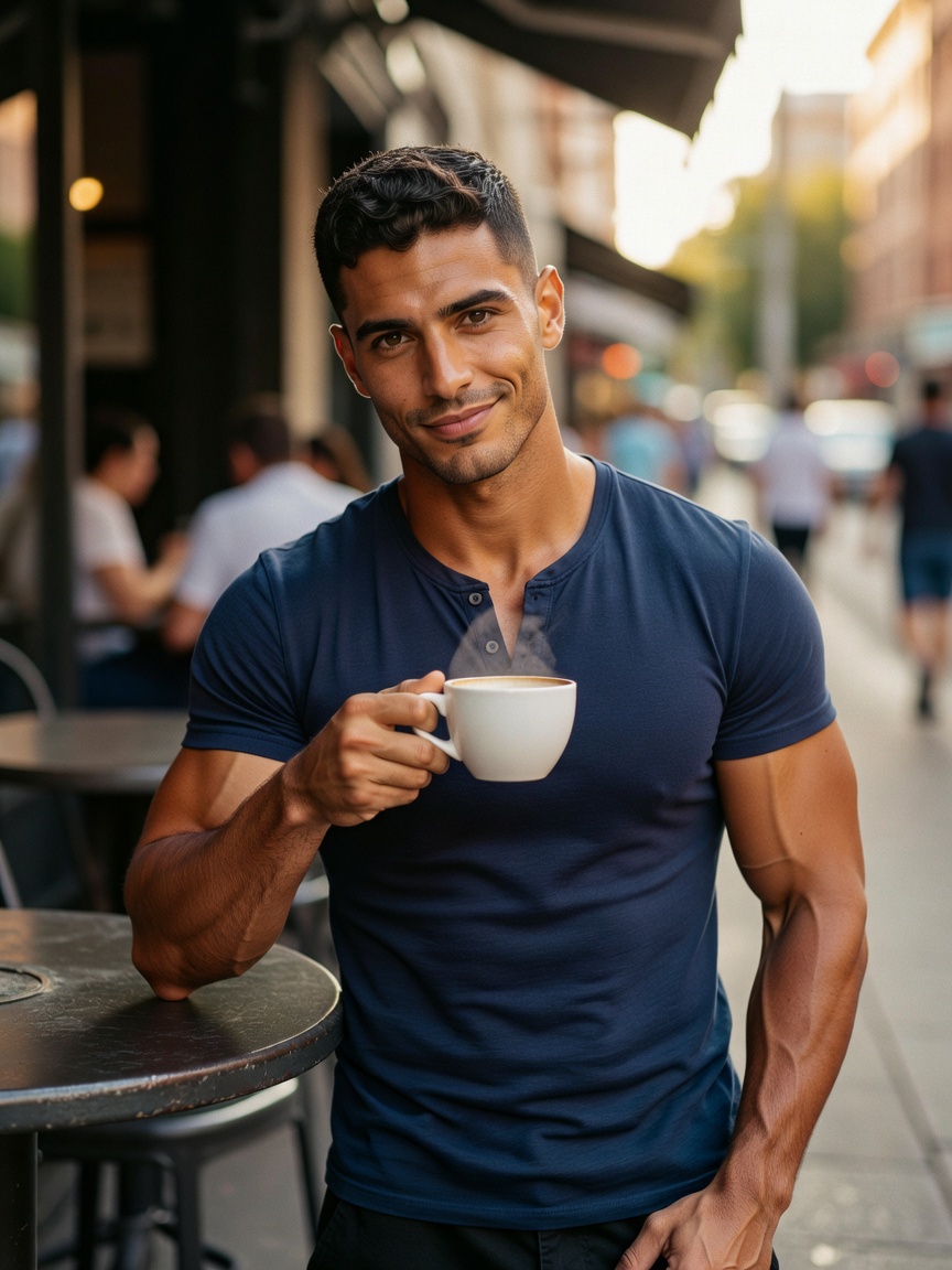 cafe stop after training... coffee in one hand gains in the other 🔥 who's joining me next time guap