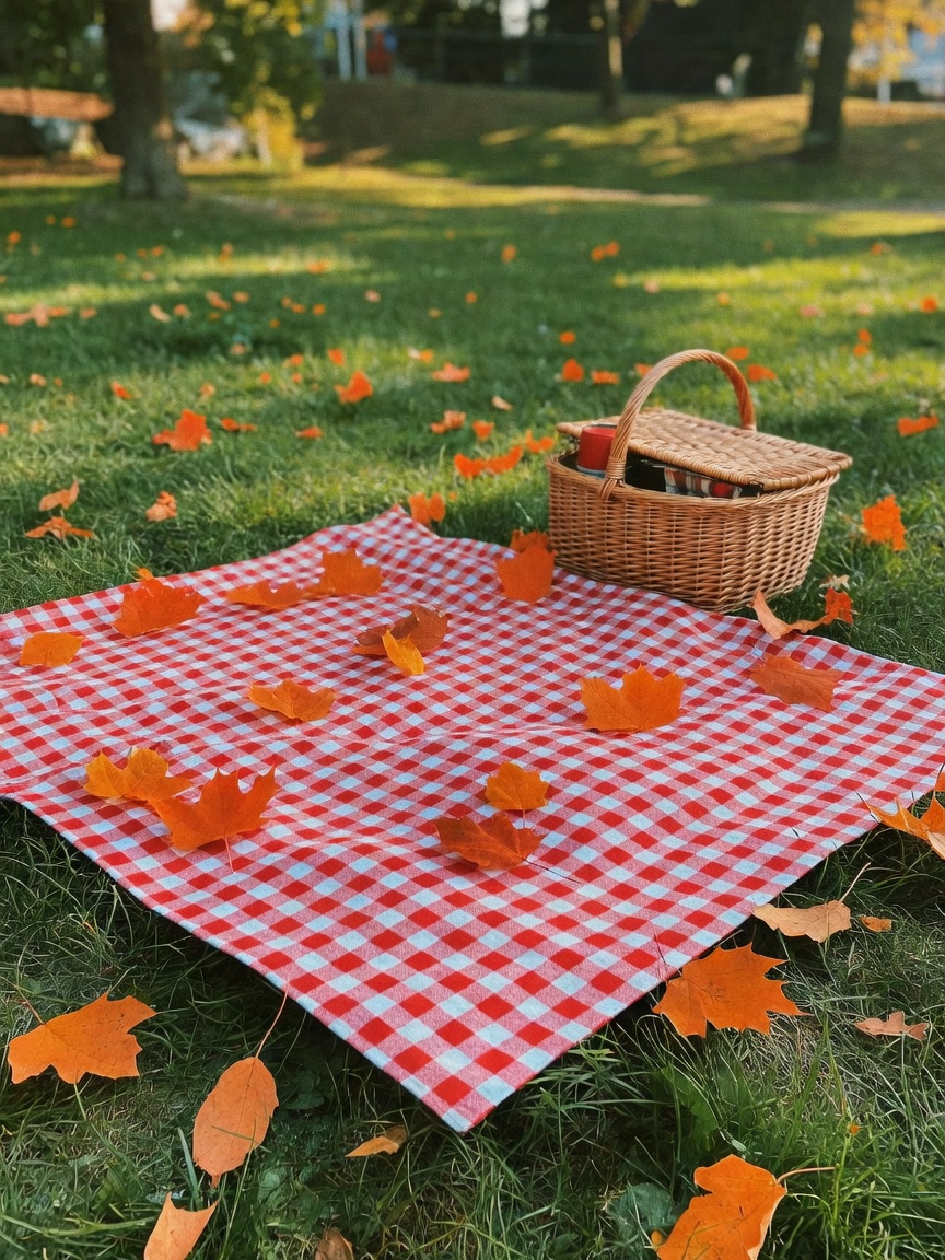 autumn park picnic done right, leaves falling while i sketch and my dog steals s