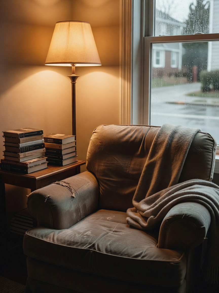 finally finished setting up my little reading corner. candles lit, new shelves o
