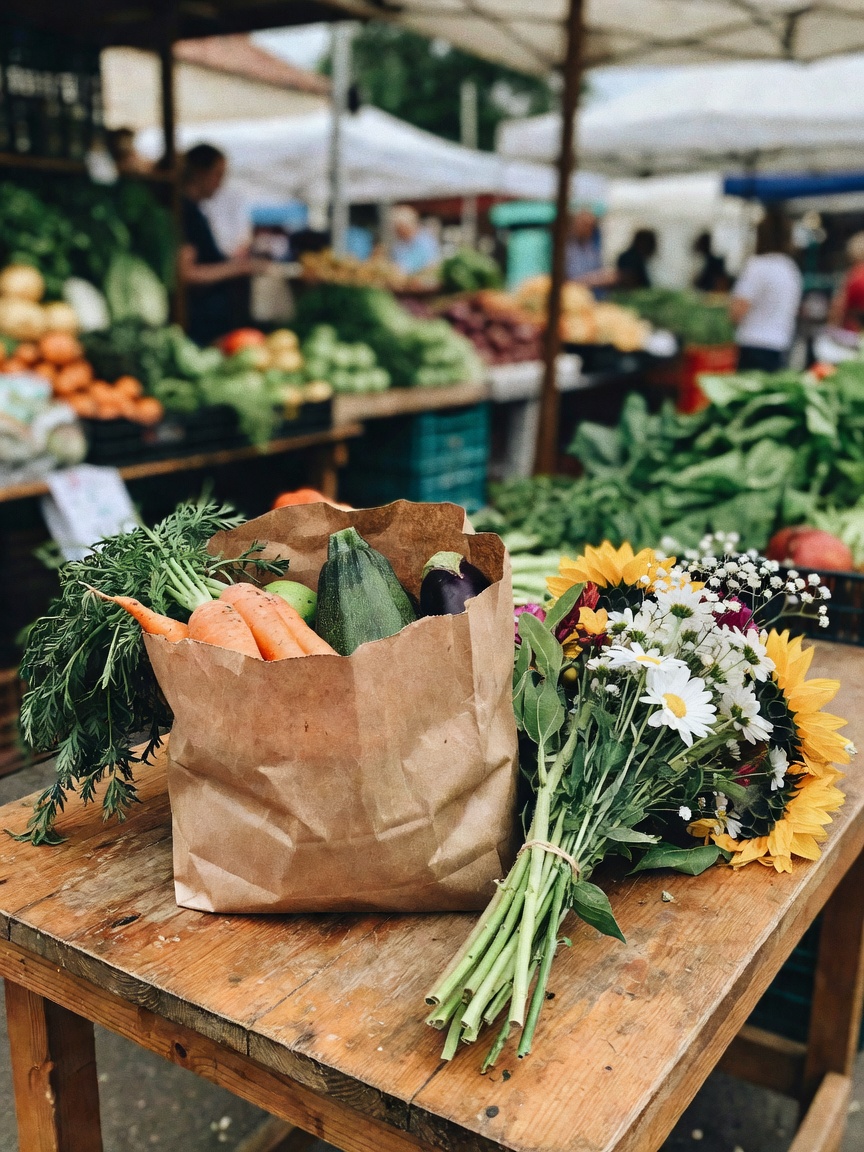 fresh finds from the market this morning. those flowers are going straight to th