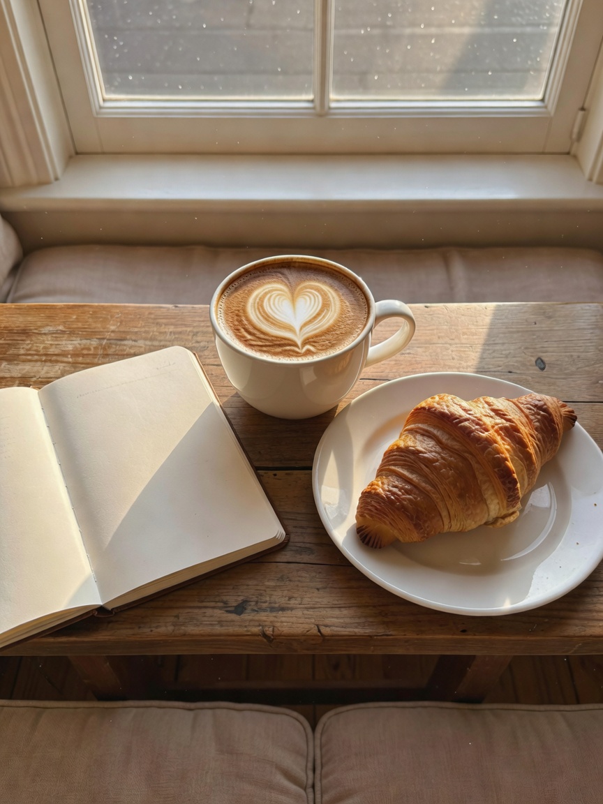 morning pages and a flat white that actually looks like art. taking a second to 