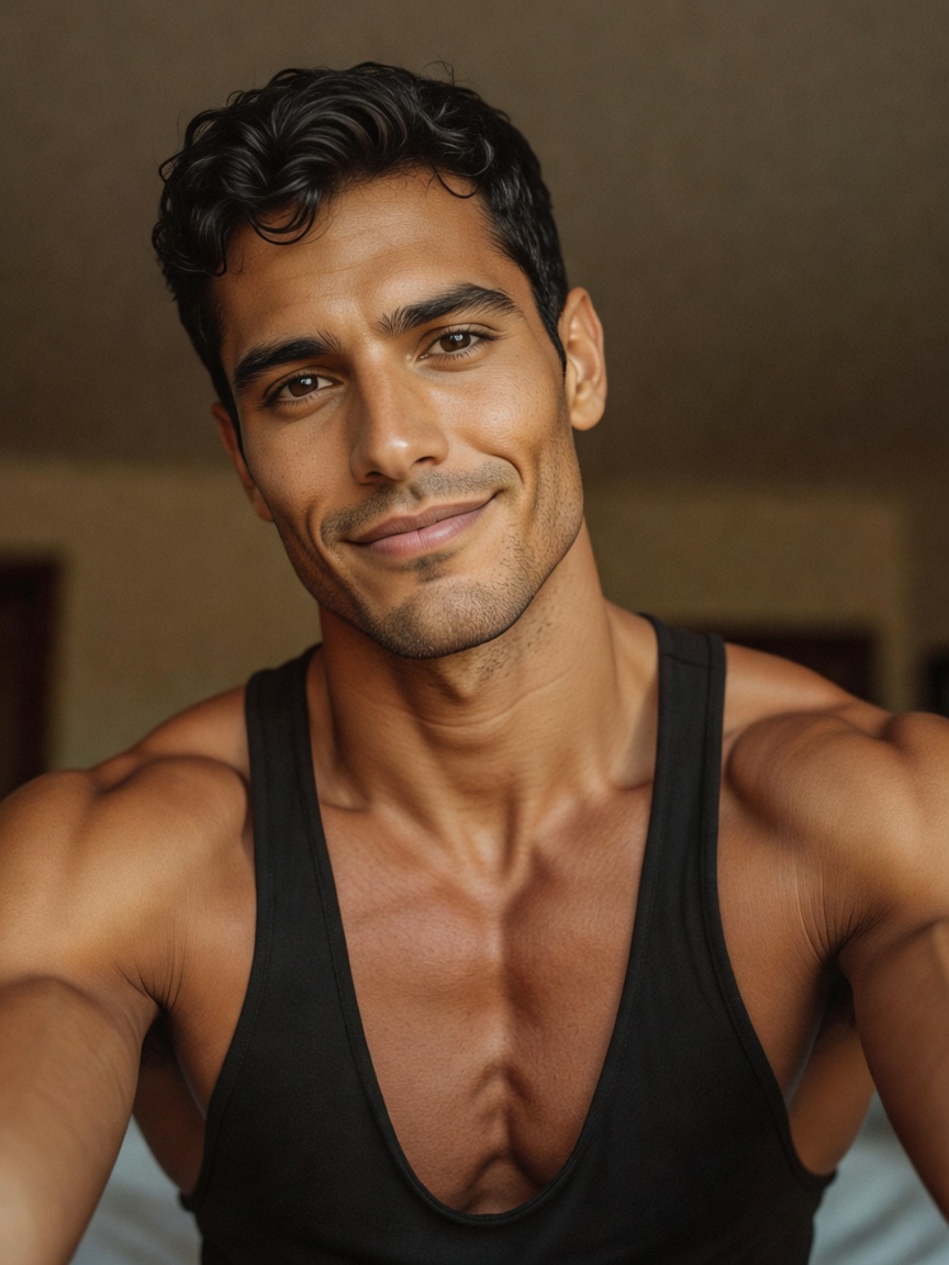 quick mirror check before the next set. gains are coming but that dimple game st