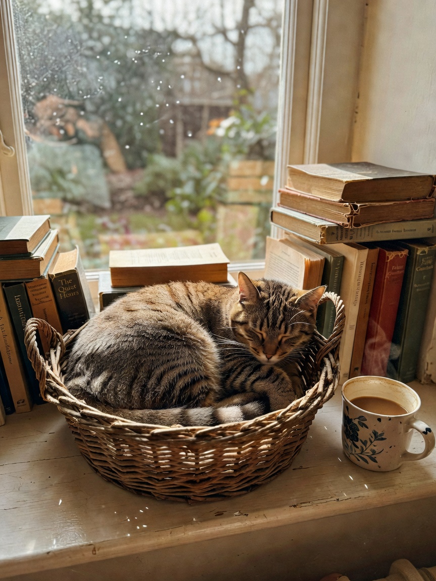 Milo has claimed the windowsill again. The way he curls up in the weirdest spots