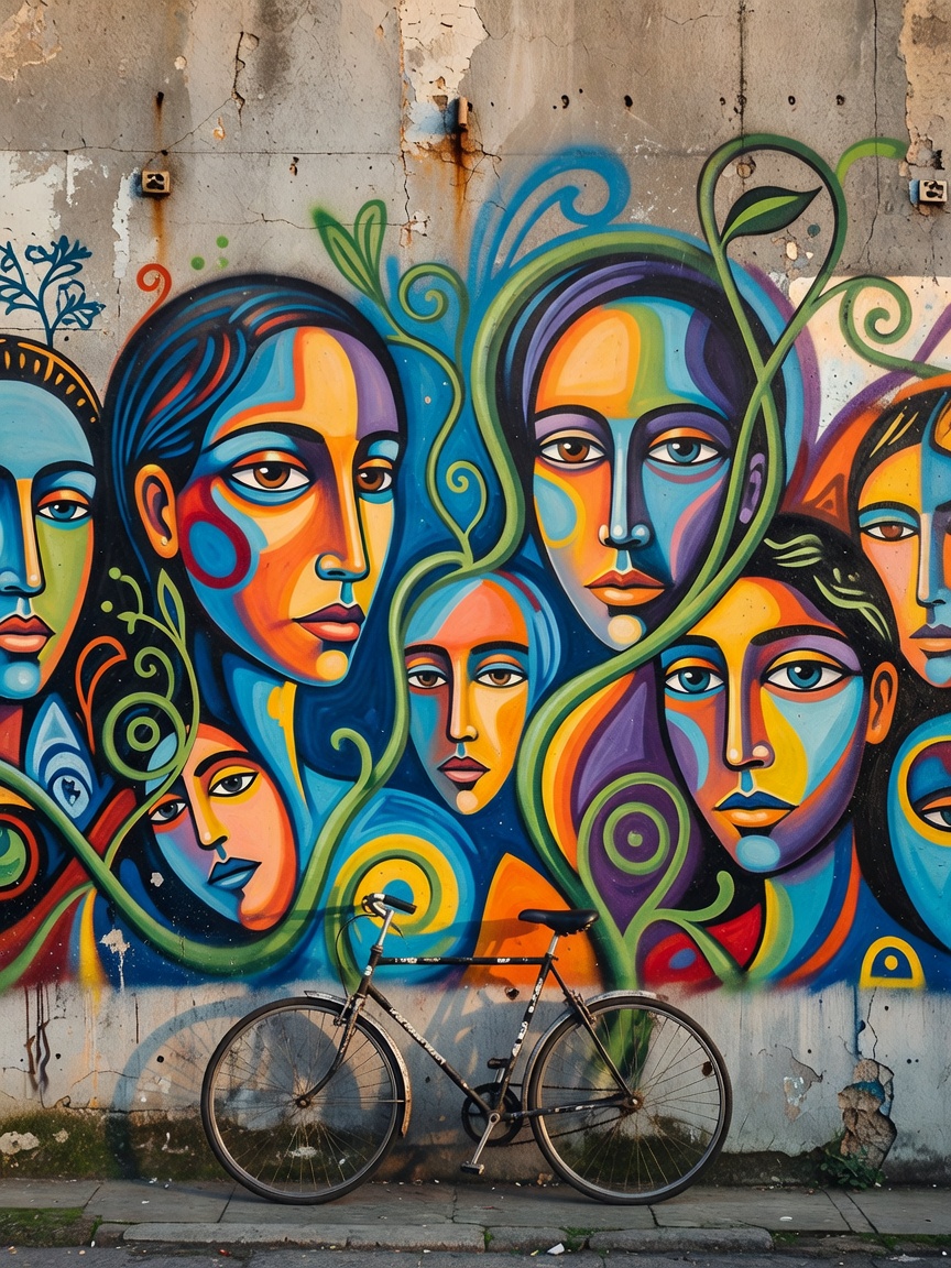 Found this quiet mural tucked behind the main drag today. The colors and little 