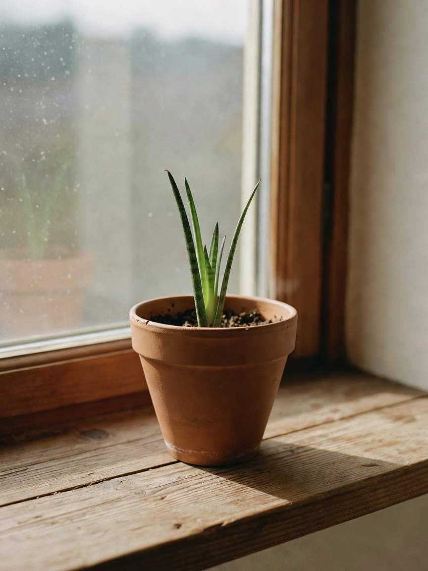 new snake plant baby joined the family today. repotted three succulents and orga