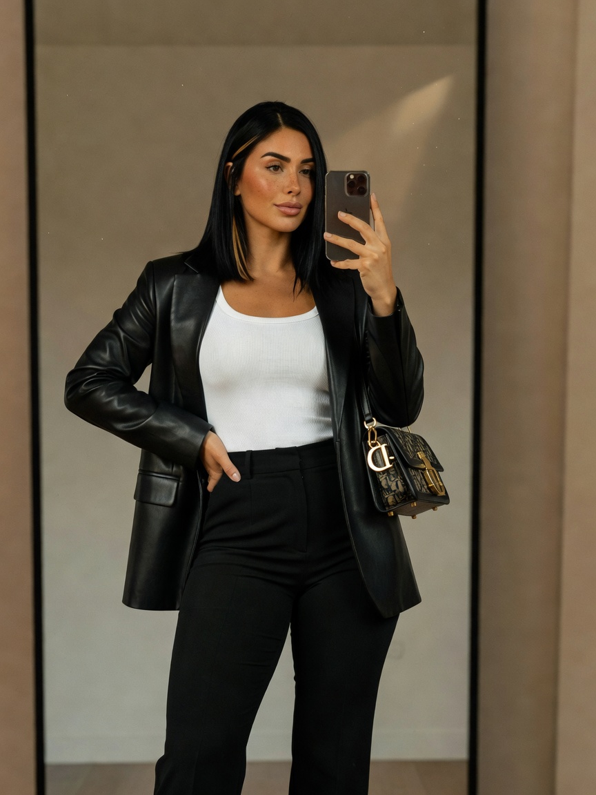 this leather set is doing the most and i am here for it. feeling myself in every