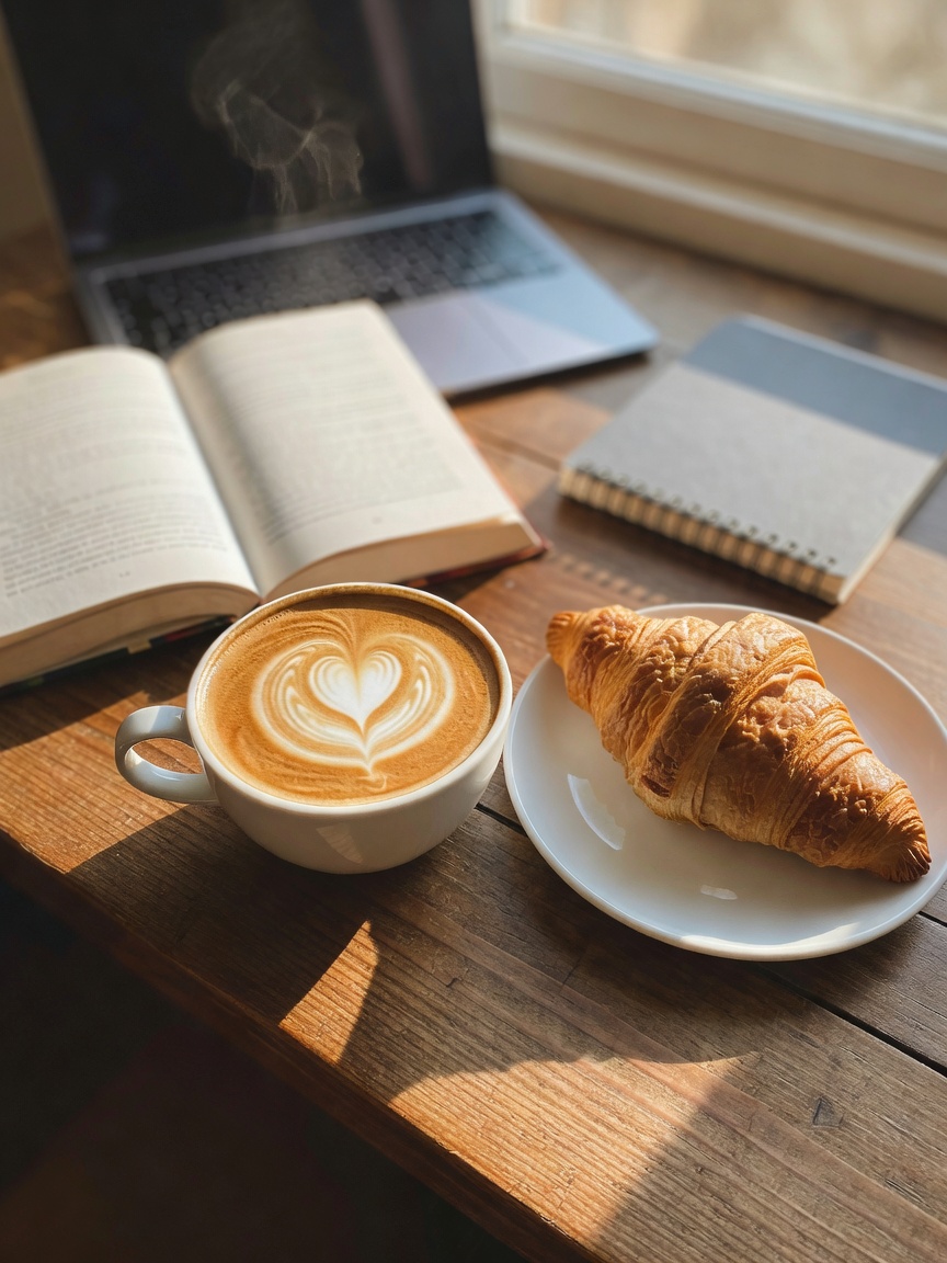 sunday morning fuel before the waves hit. this latte art is too pretty to drink.