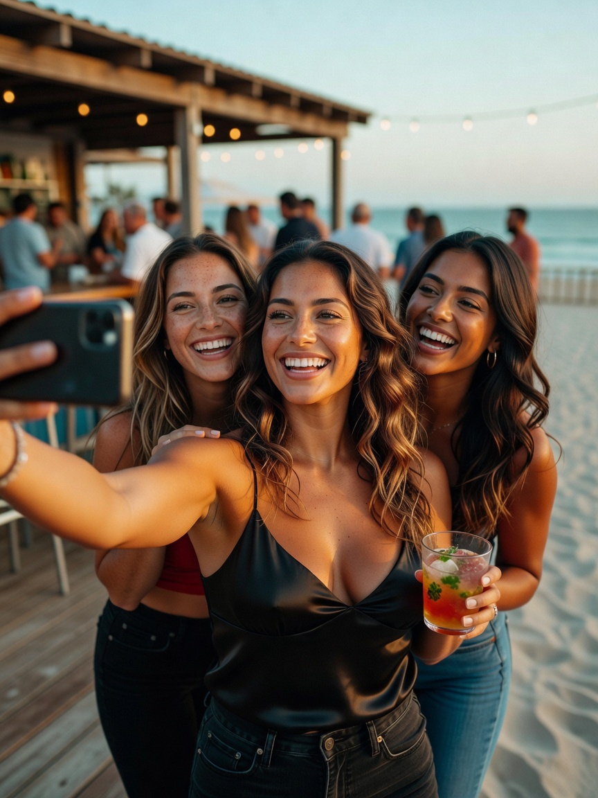 friends night done right, cocktails and cleavage make everything better. who's b