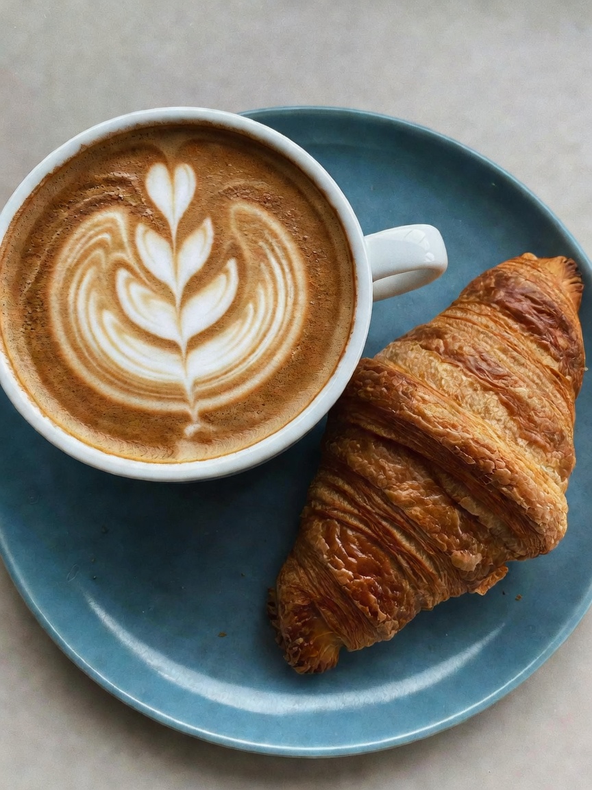 saturday morning reset. good book, strong coffee, fresh croissant and some new t