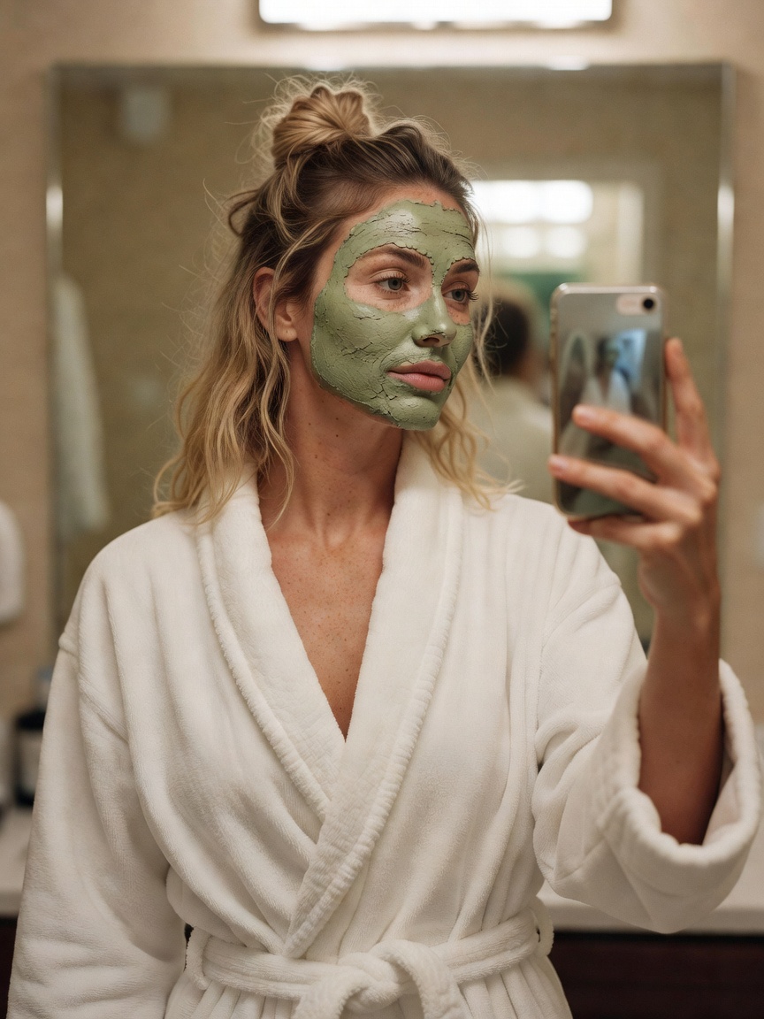 nothing beats an evening reset like this. face mask on, tea brewing, journal get