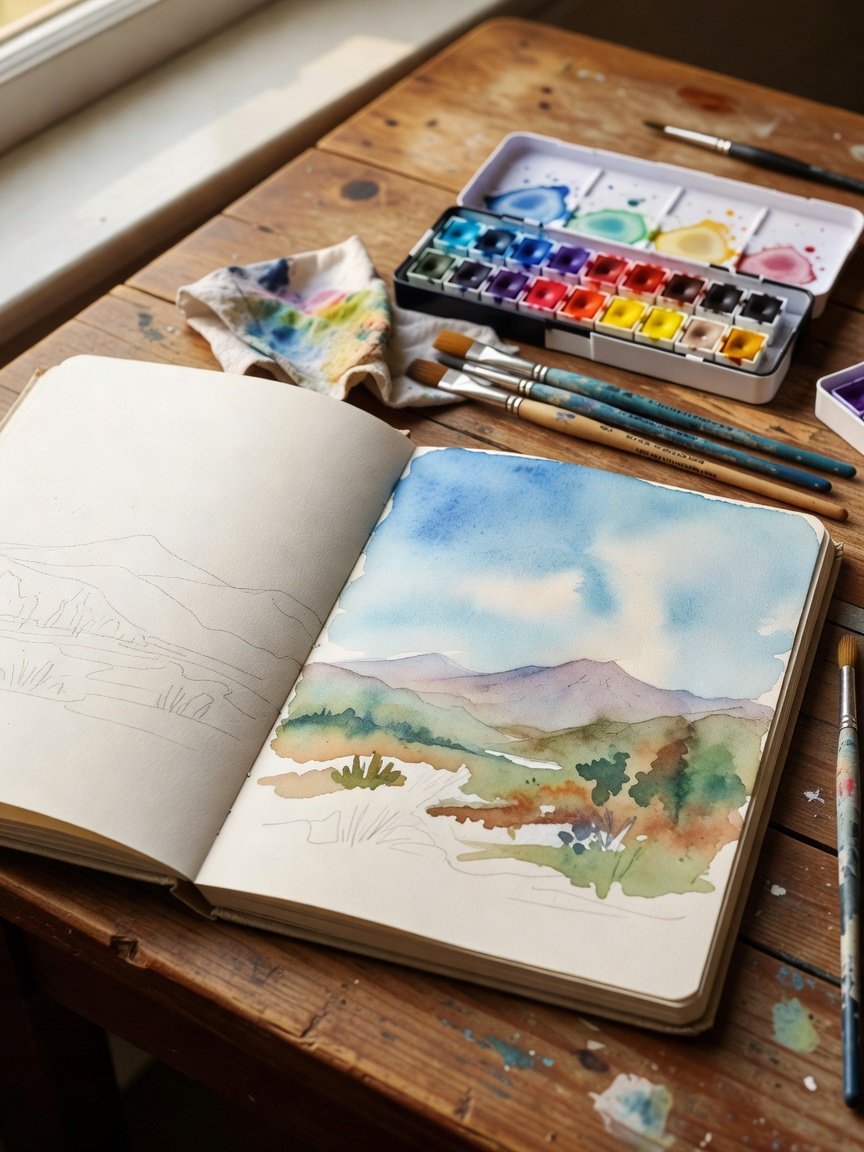 Evening wind down with my sketchbook and some new watercolors. Nothing fancy, ju