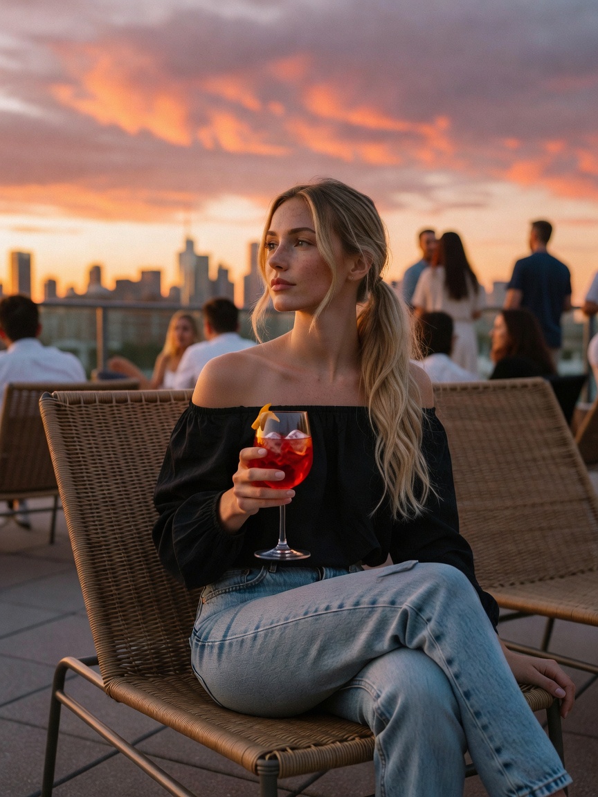 sunset pours over the skyline like a final act and this negroni is the perfect s