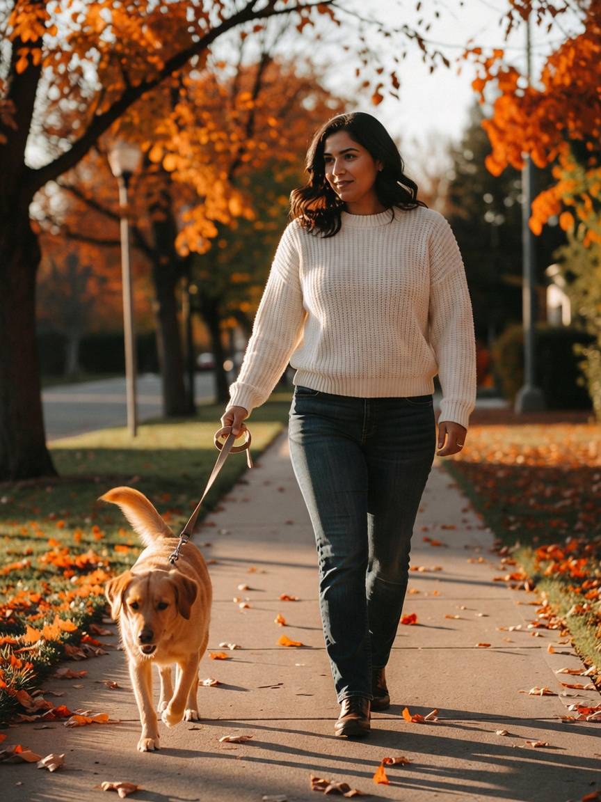 Luna pulling me along as the sun peeks through the autumn leaves. Nothing resets