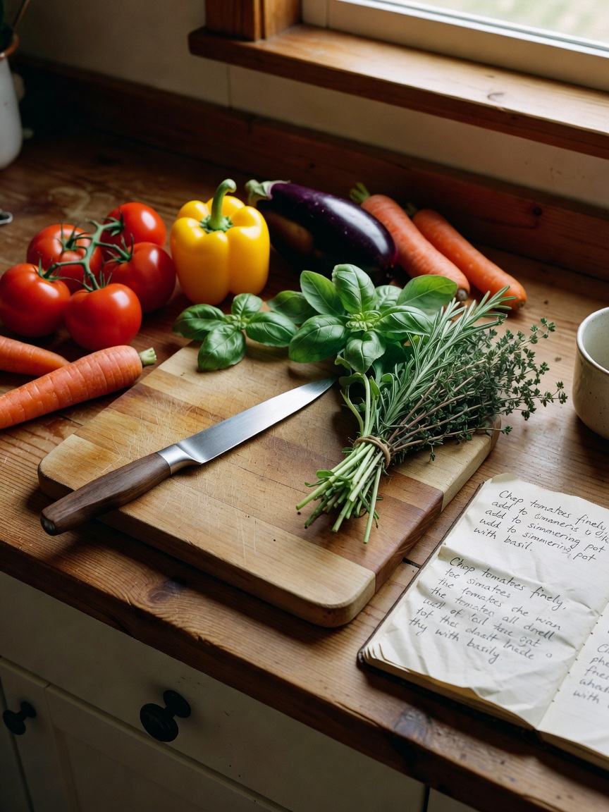 slow sunday afternoon chopping fresh veggies for a cozy lentil soup. nothing lik