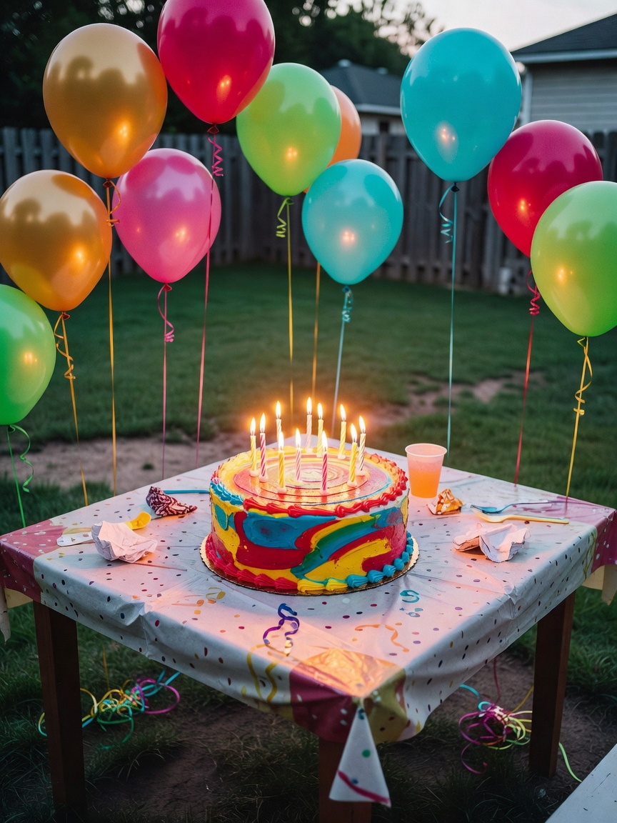 Another trip around the sun and the cake still looks this good. Balloons everywh