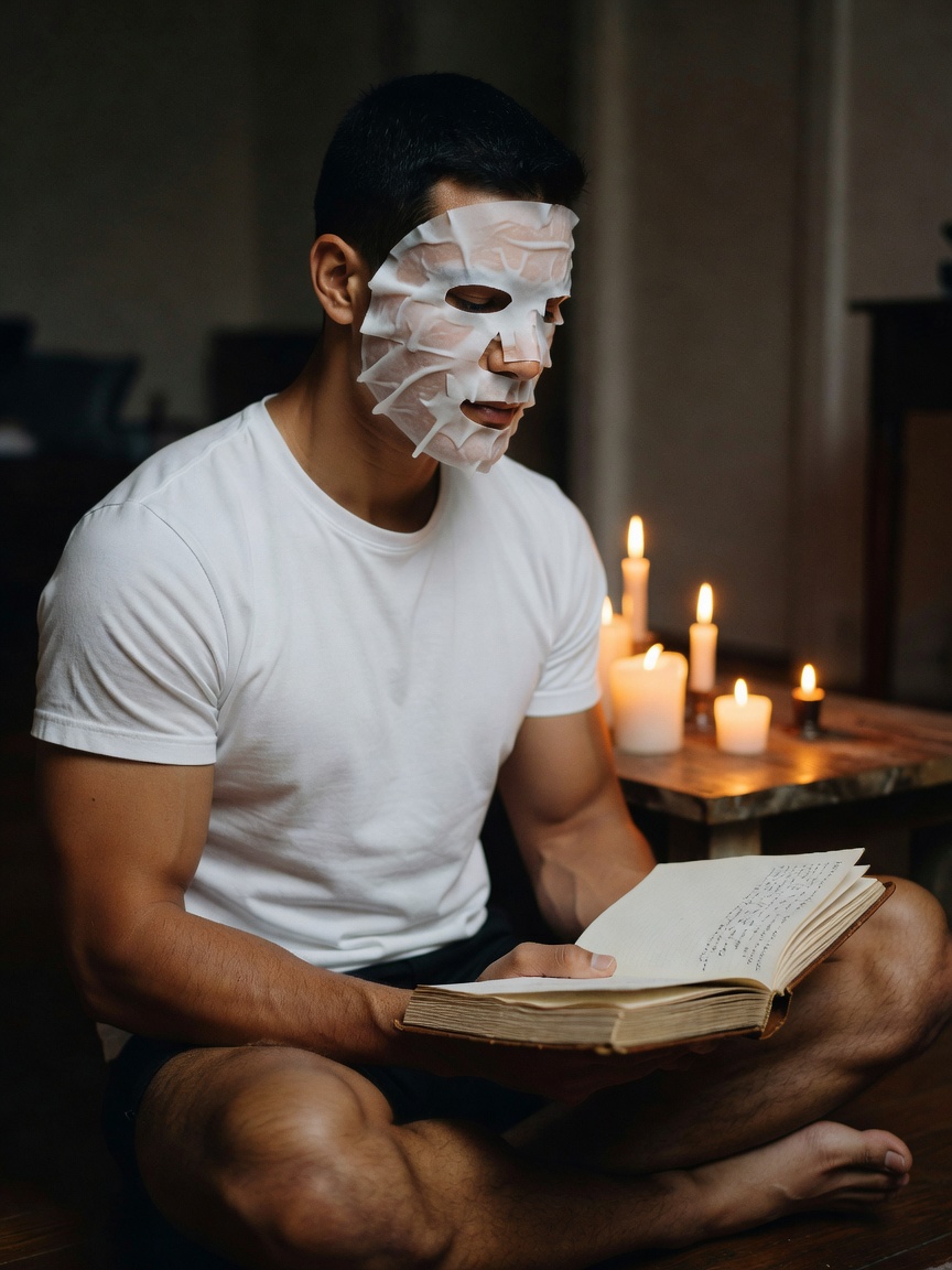 Slowing down after a heavy training week. Face mask on, tea in hand, feet in bub