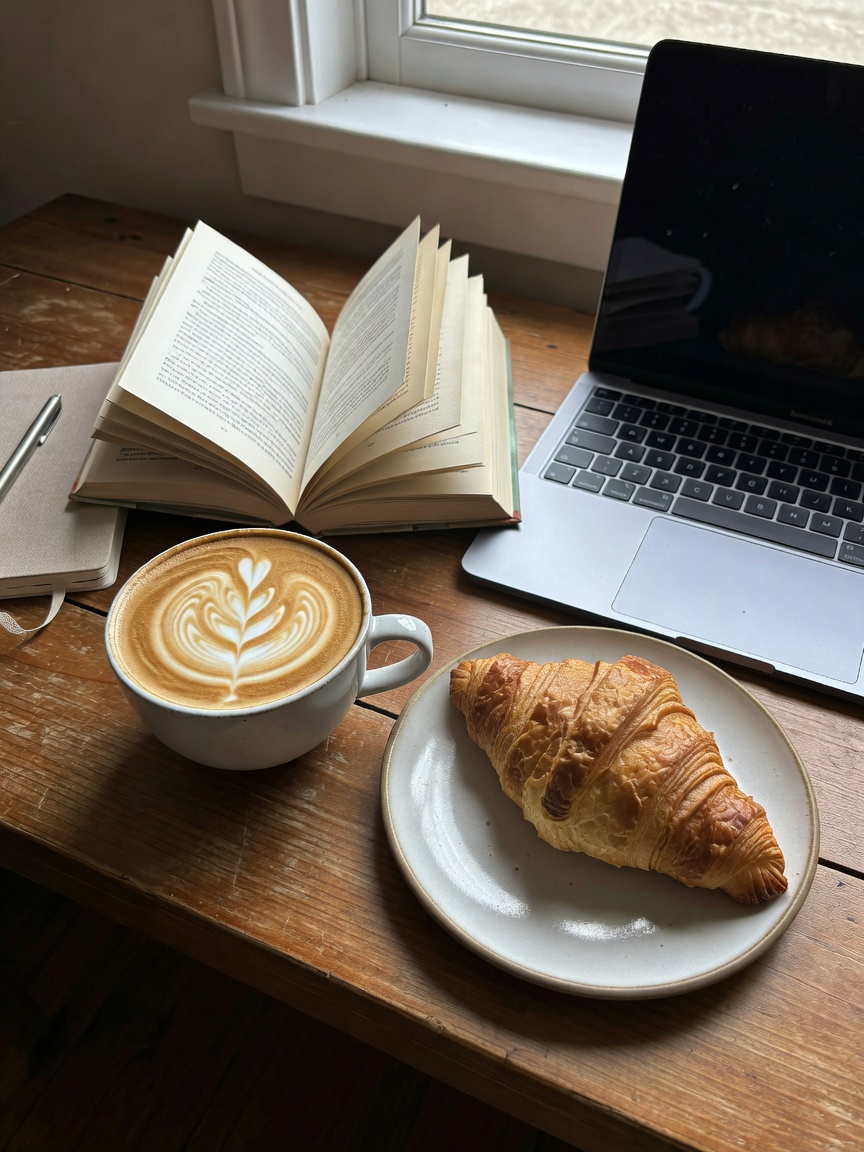 Sunday morning done right. Finally nailed the flat lay with this perfect latte a