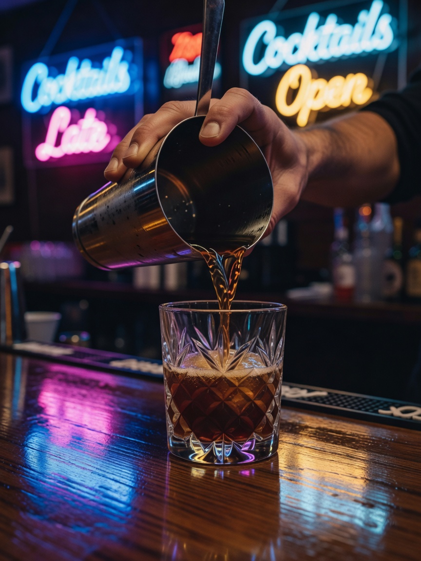 Bartender making magic with that pour. This mezcal old fashioned is hitting diff