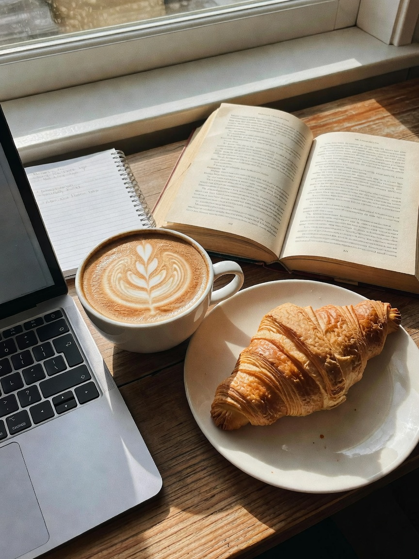 Morning fuel while planning the next event. This latte art is too pretty to drin