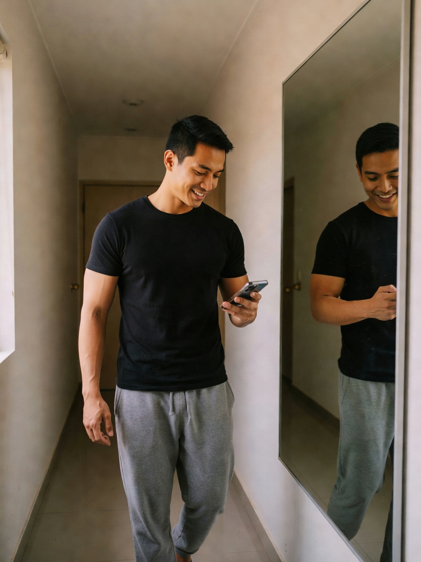 quick mirror check before heading out. grateful for another day, another chance 