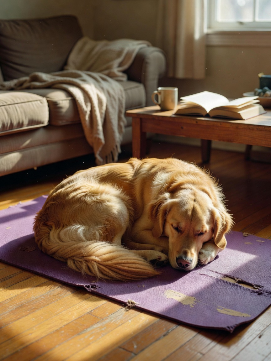 Luna claimed the top of my yoga mat again and somehow still looks comfy. The fac