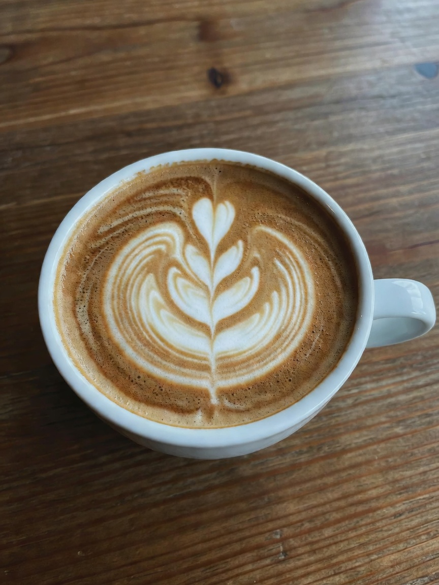 Fueling the next big idea with perfect latte art and a buttery croissant. Laptop