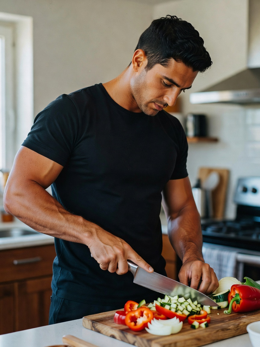Sunday night fuel prep hitting different. Fresh veggies, good knife, even better